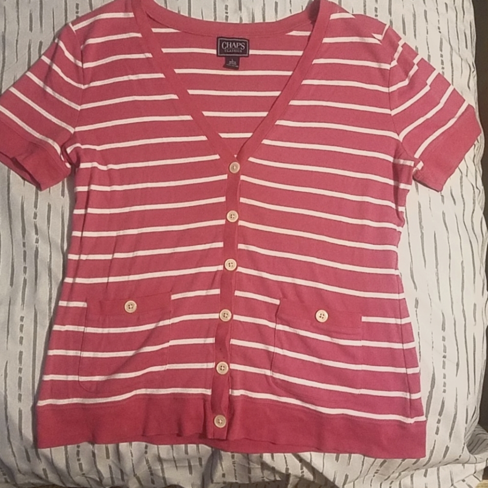 CHAPS by Ralph Lauren CLASSICS Pink & White  Button up Shirt
